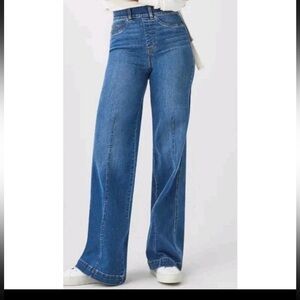 SPANX Wide-Leg High-Rise vintage indigo Jeans in Blue Denim